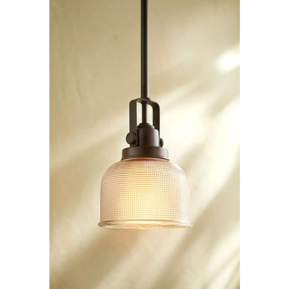 Progress Lighting Archie 1-Light Mini-Pendant, Polished Chrome, Prismatic Glass Shade