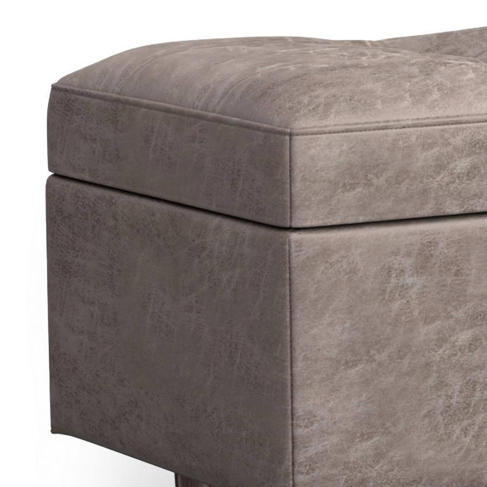 Simpli Home Shay 48"W Upholstered Storage Ottoman with Lift Top and Tufted Detailing