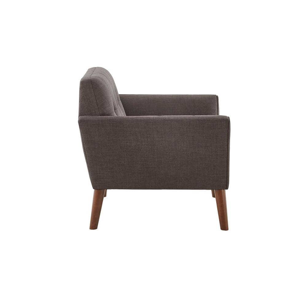 Newport Lounge Chair Charcoal - Ink+Ivy: Mid-Century Modern, Button Tufted, Wood Legs