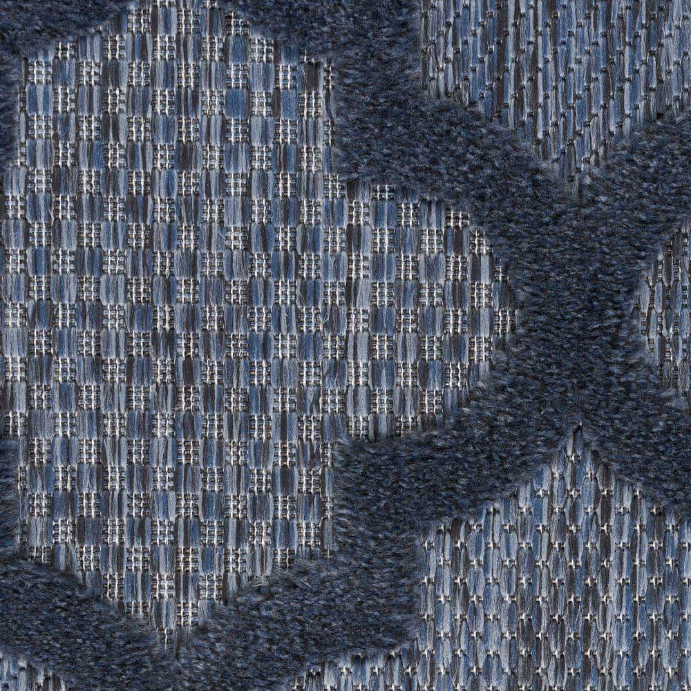 Nourison Trellis Outdoor Runner Rug Navy Blue 2' x 6'