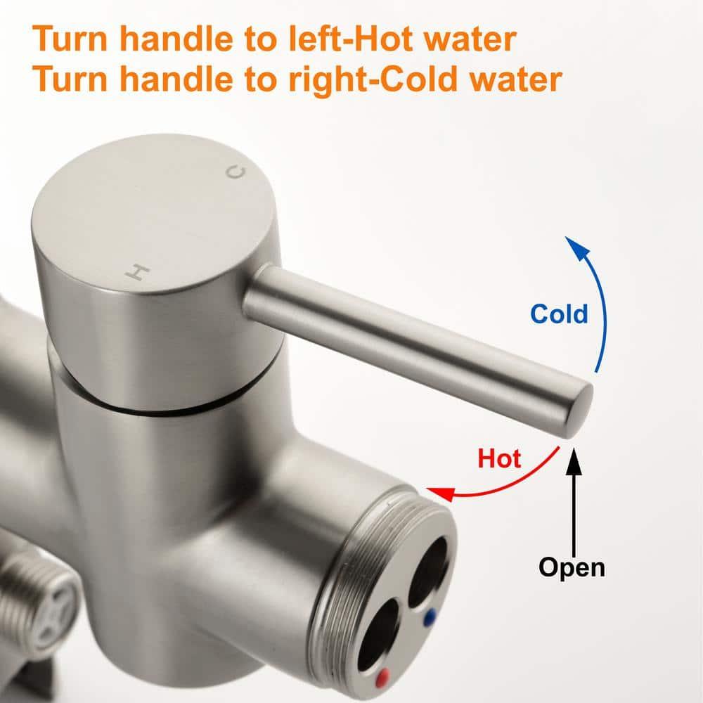 Double Handle Floor Mounted Freestanding Tub Filler With Handshower