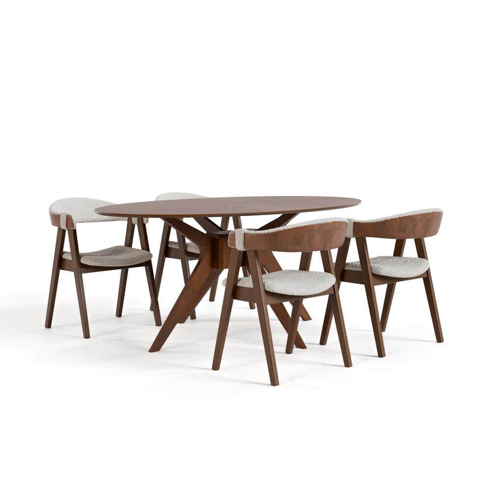 HOMES: Inside + Out 5pc Pearlcrest Mid-Century Modern Dining Table Walnut