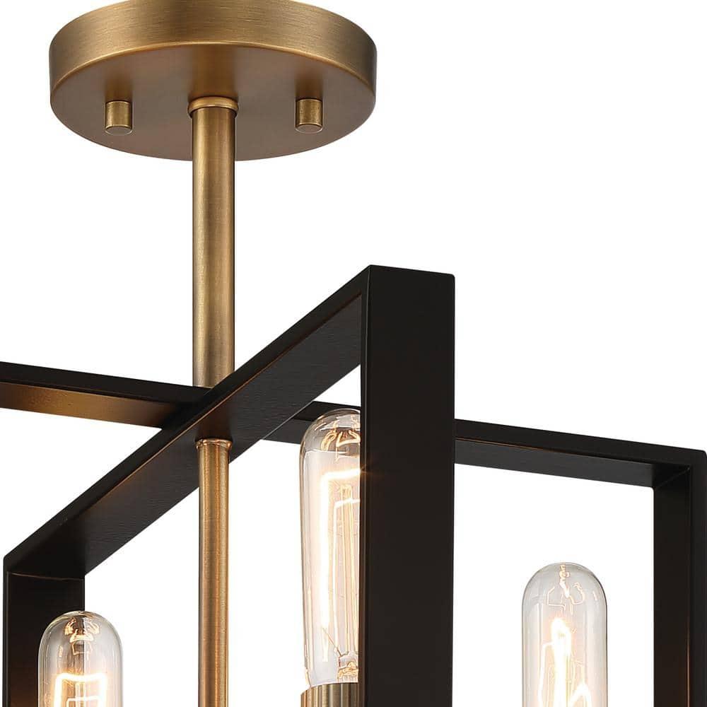 Designers Fountain Chicago PM 4 Light Old Satin Brass Semi-Flush Mount Ceiling Light, D233M-SF-OSB
