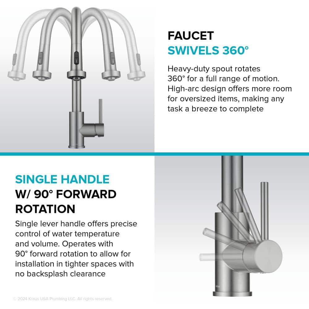 KRAUS Bolden Motion Sensor Single Handle Pull Down Touchless Kitchen Faucet