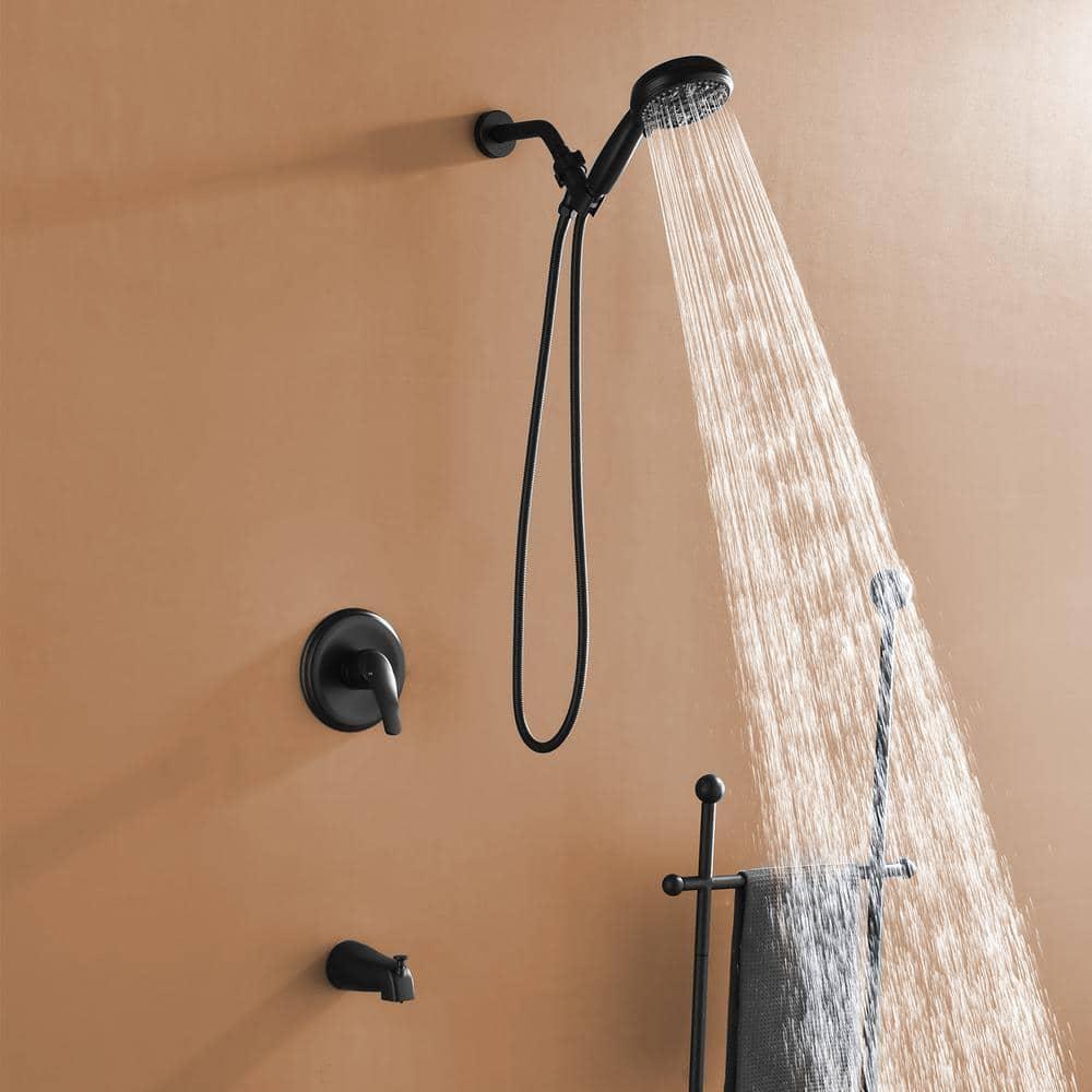Tub Shower Faucet Set with 10 Spray Handheld Shower Matte Black Shower Head and Handle Set Shower System with Tub Spout 4.7 Inch Shower Handheld Shower Fixtures Tub and Shower Trim Kit