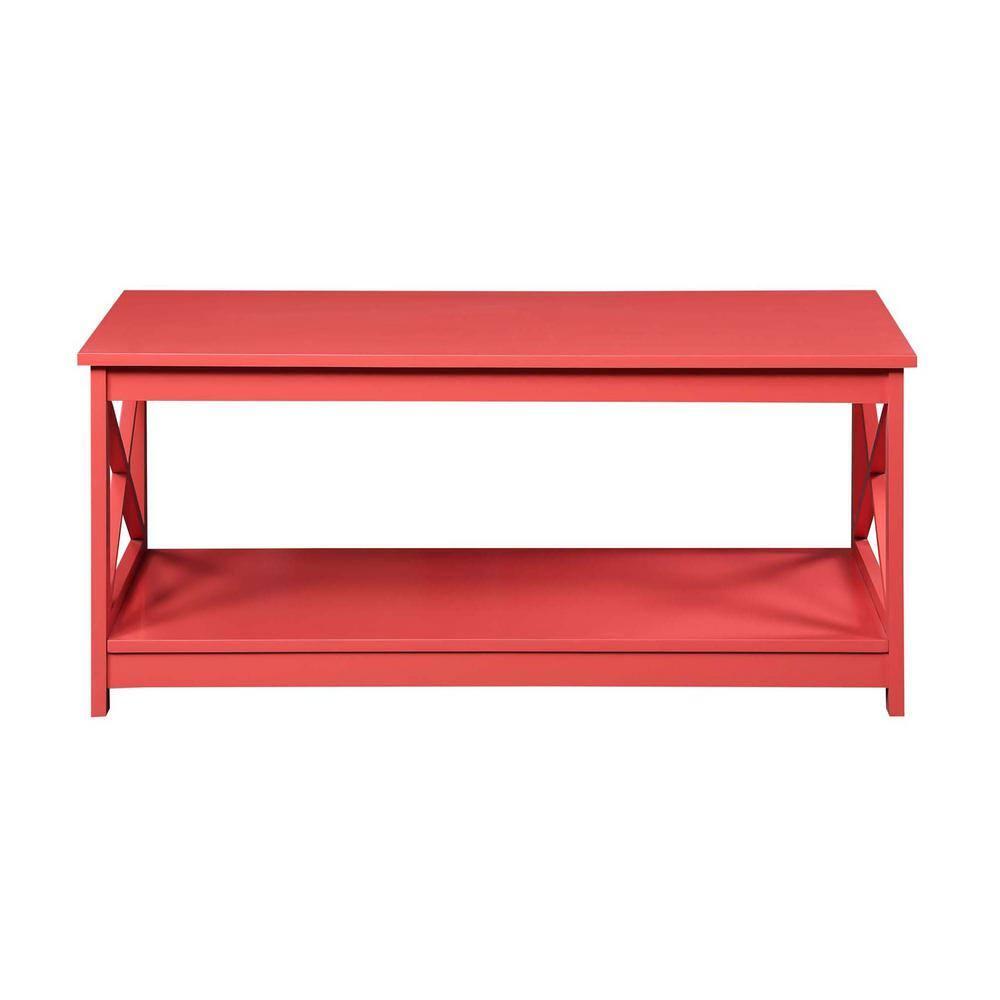 Convenience Concepts Oxford Coffee Table with Shelf, Coral