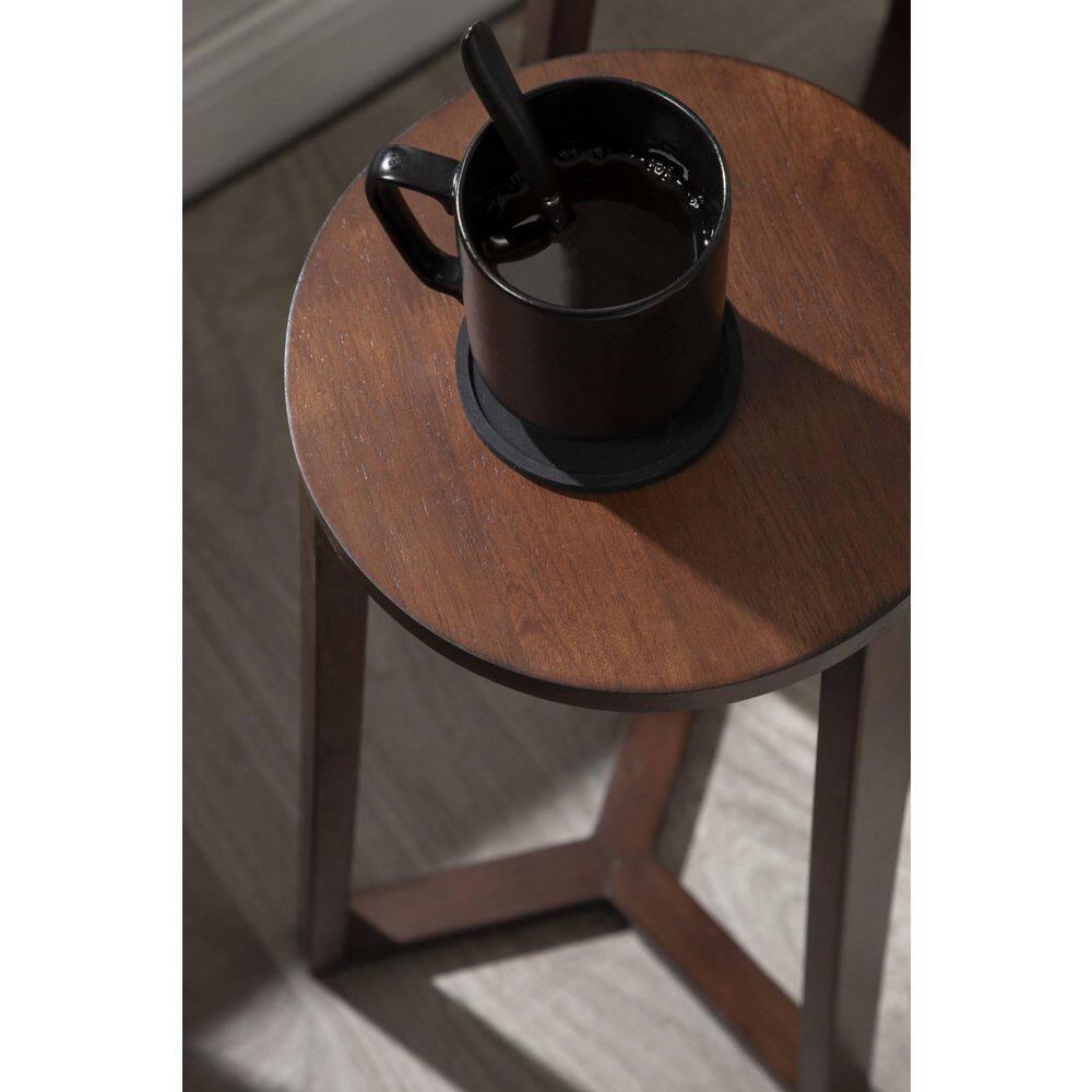 Kate and Laurel Rioux Round Wood Nesting Table, 2 Piece, Walnut Brown