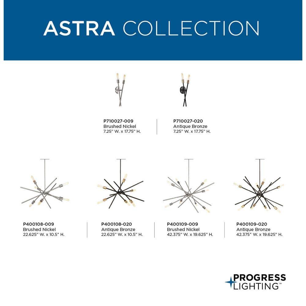 Progress Lighting Astra 6-Light Chandelier, Brushed Nickel, No Shade
