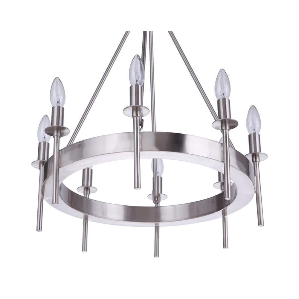 Larrson 8-Light Brushed Polished Nickel Finish Transitional Chandelier for Kitchen/Dining/Foyer, No Bulbs Included
