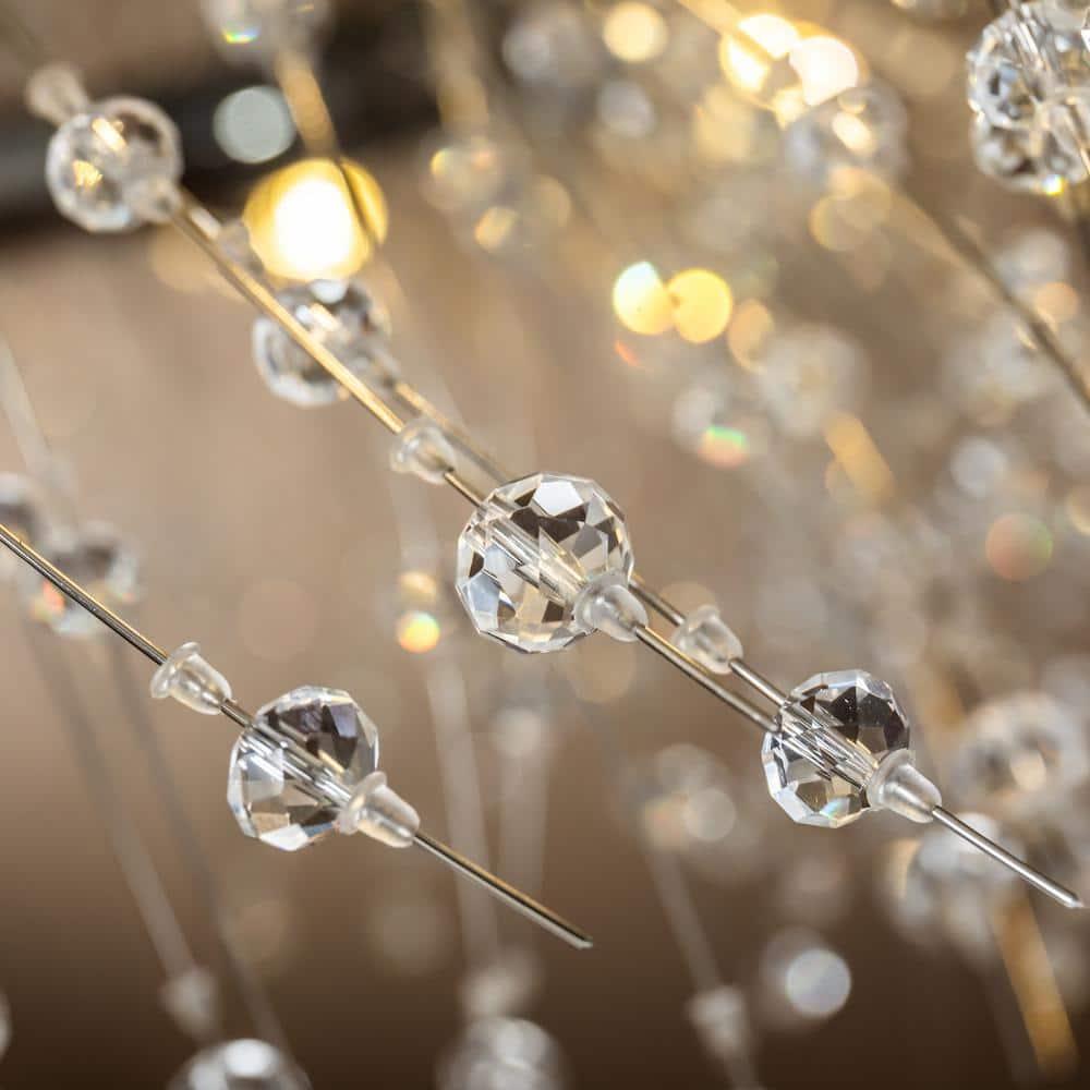 AloaDecor Modern Firework Crystal Chandelier for Dining Room and Living Room Chrome 12 W:39.37*H:15.75in 13 to 24 Inches Chrome 37 to 48 Inches