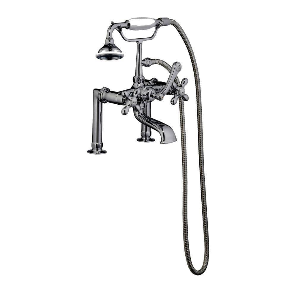3 Handle Bathroom Clawfoot Tub Faucet with Diverter
