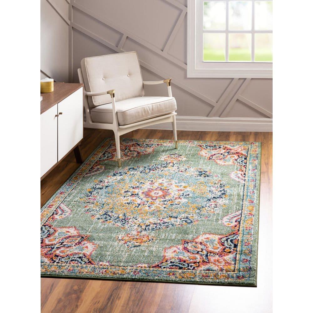 Unique Loom Penrose Collection Area Rug - Alexis (8' x 10' Rectangle Green/Black)