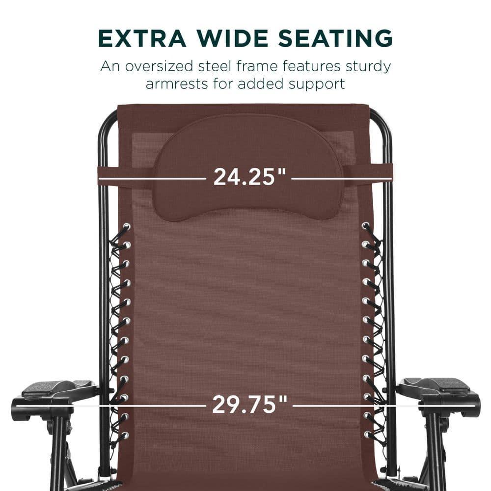 Best Choice Products Oversized Zero Gravity Chair, Folding Outdoor Patio Recliner w/ Cup Holder - Brown