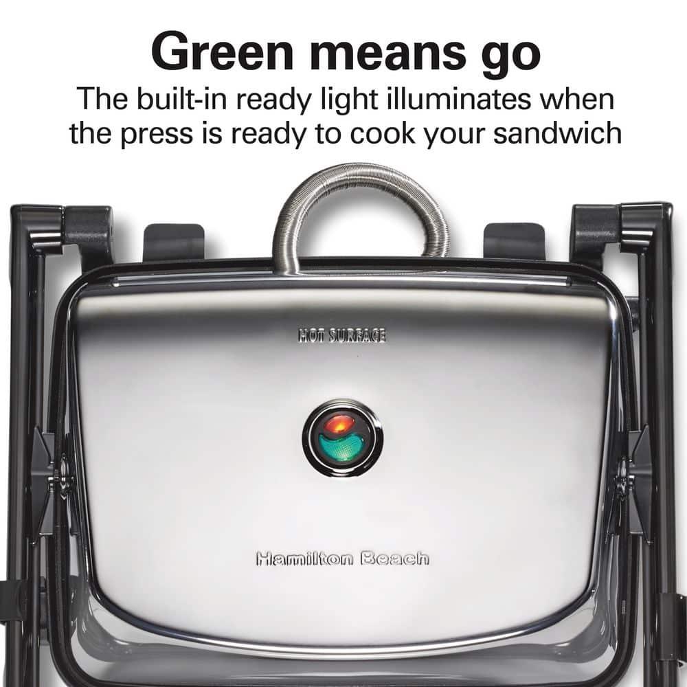 Hamilton Beach Panini Press & Gourmet Sandwich Maker, 10" x 8" Nonstick Grill Plates, 25460G