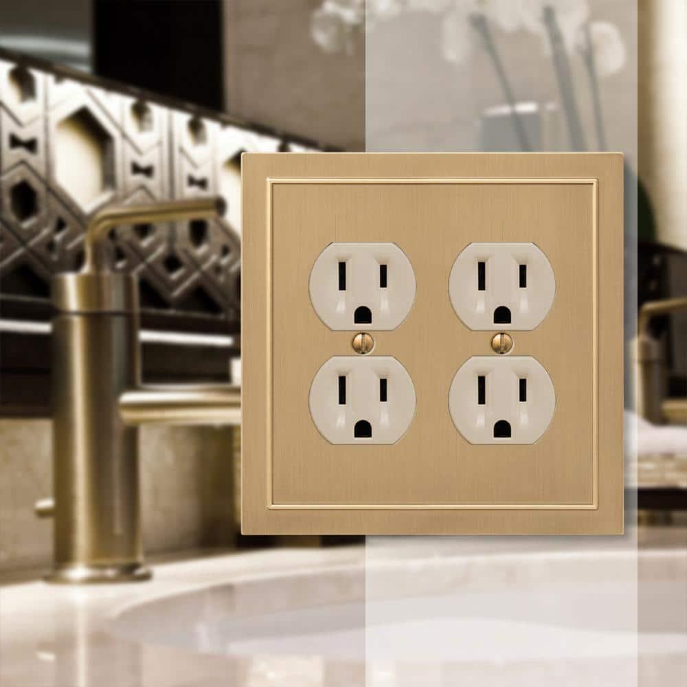 Amerelle 57DDBZ Bethany Wallplate, 2 Duplex, Cast Metal, Brushed Bronze, 1-Pack