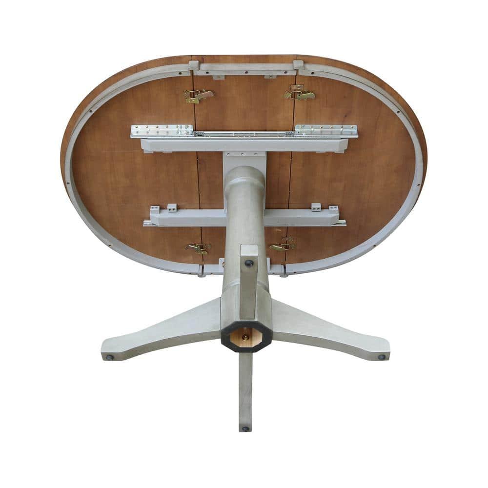 International Concepts 36" Round Top Pedestal Table With 12" Leaf - Dining Height - Distressed Hickory/Stone