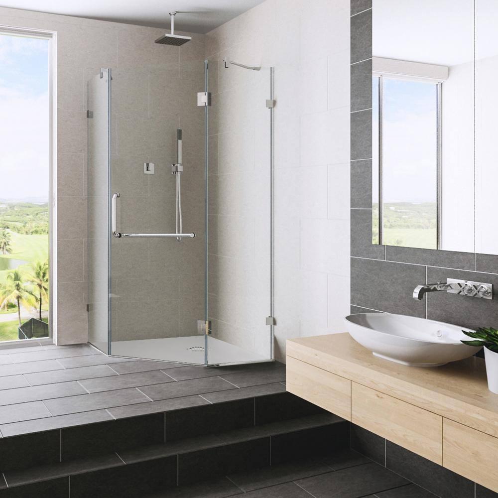 Piedmont 36" W x 36" D x 73" H Hinged Frameless Shower Enclosure with 3/8Clear Glass
