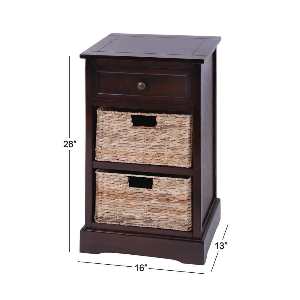 Wooden Side Chest with Wicker Drawers Brown - Olivia & May