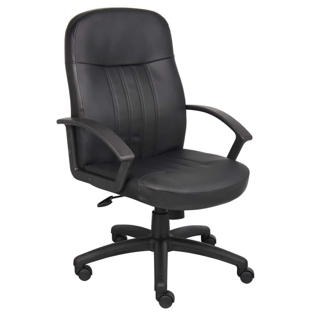 Executive Leather Budget Chair Black - Boss Office Products: Swivel, Lumbar Support, 250lb Capacity