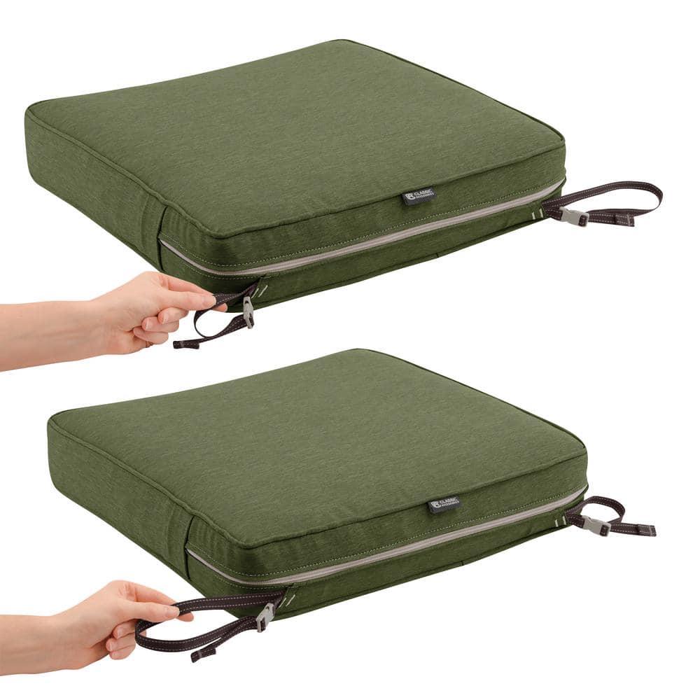 Classic Accessories Montlake FadeSafe Water-Resistant Patio Cushion Set, 25x22x4 in, Heather Fern