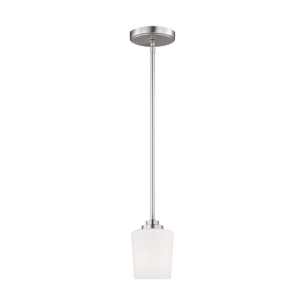 Windom Transitional Mini-Pendant in Brushed Nickel with Etched Opal Glass