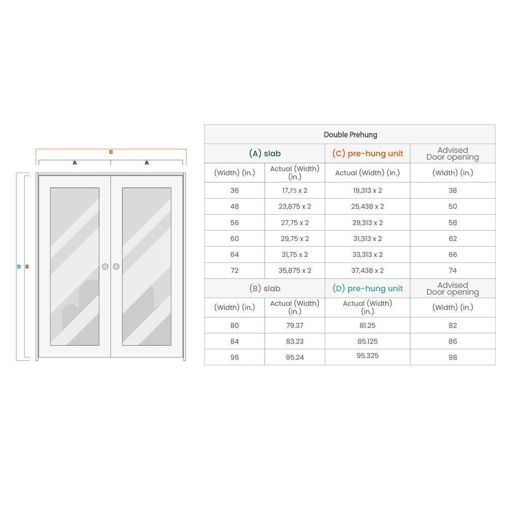 Smart Pro 207 Solid Manufactured Wood and Glass Paneled French Door