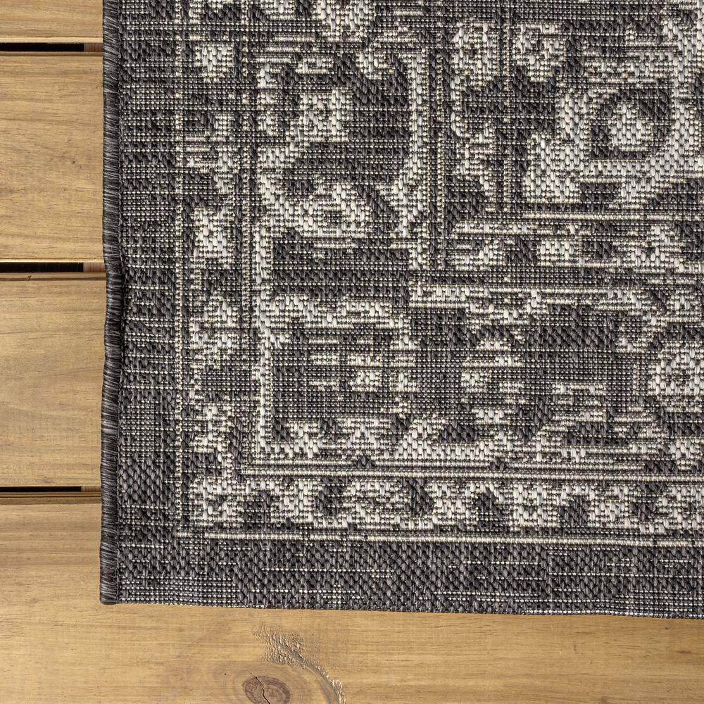 4'x6' Malta Bohemian Medallion Textured Weave Indoor/Outdoor Area Rug, Black/Gray - JONATHAN Y
