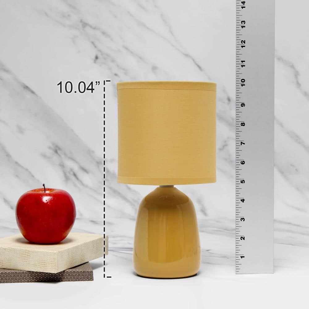 10.04" Traditional Ceramic Thimble Base Bedside Lamp with Fabric Shade - Simple Designs: For Kids Bedroom & Office Desk