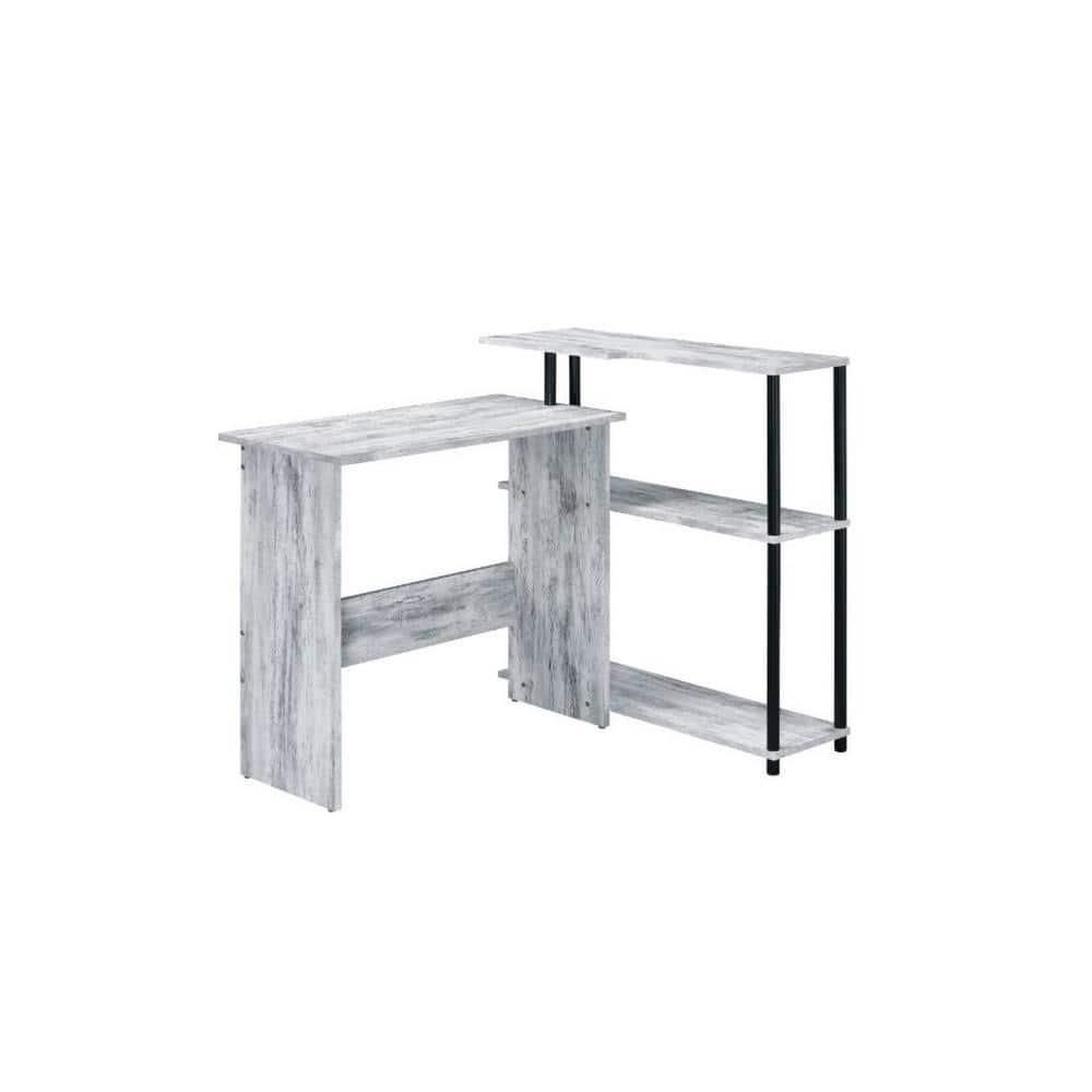 Valo L-Shaped Solid Wood Top Metal Base Writing Desk