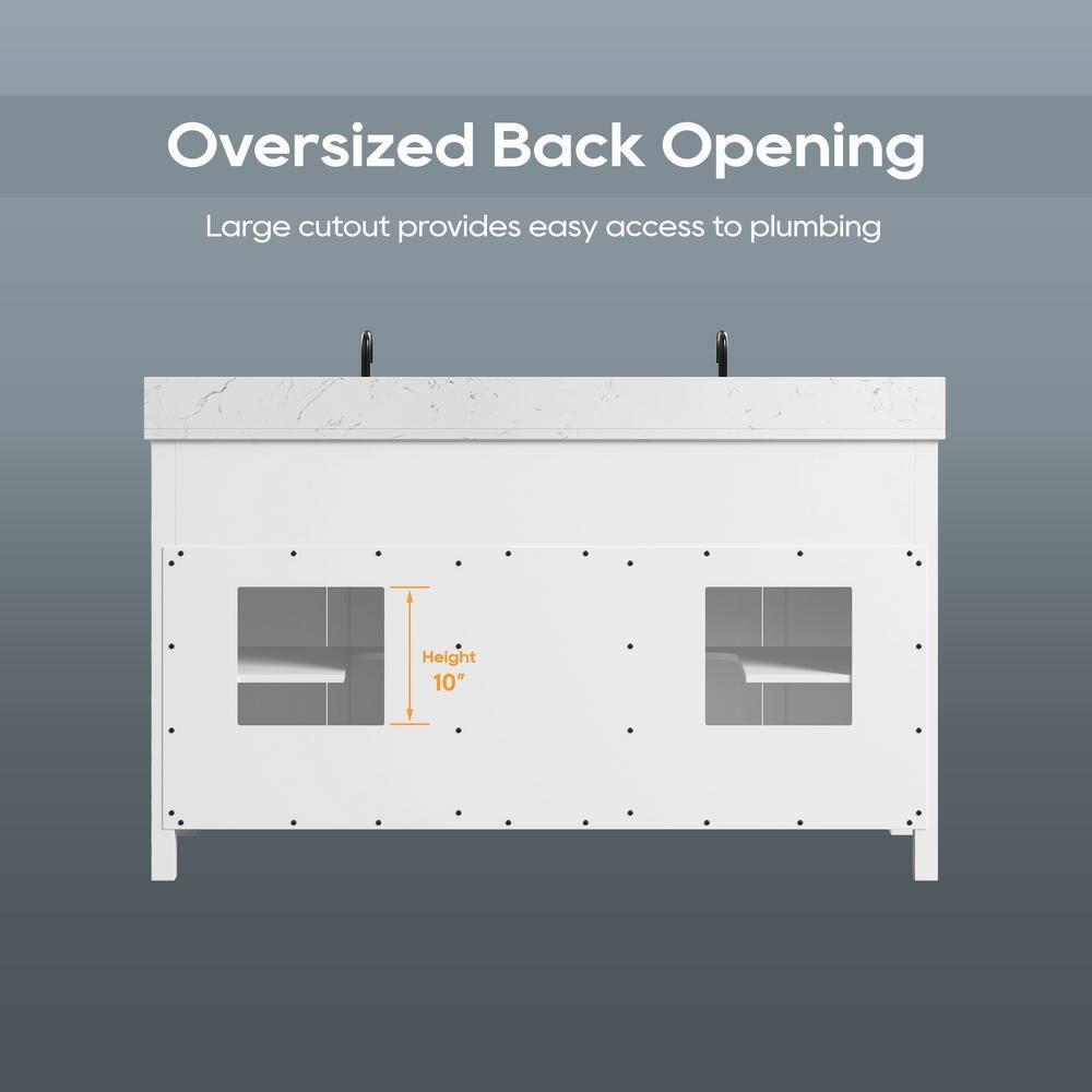 Richfield 60-inch White Painted Freestanding Double Sink Bathroom Vanity