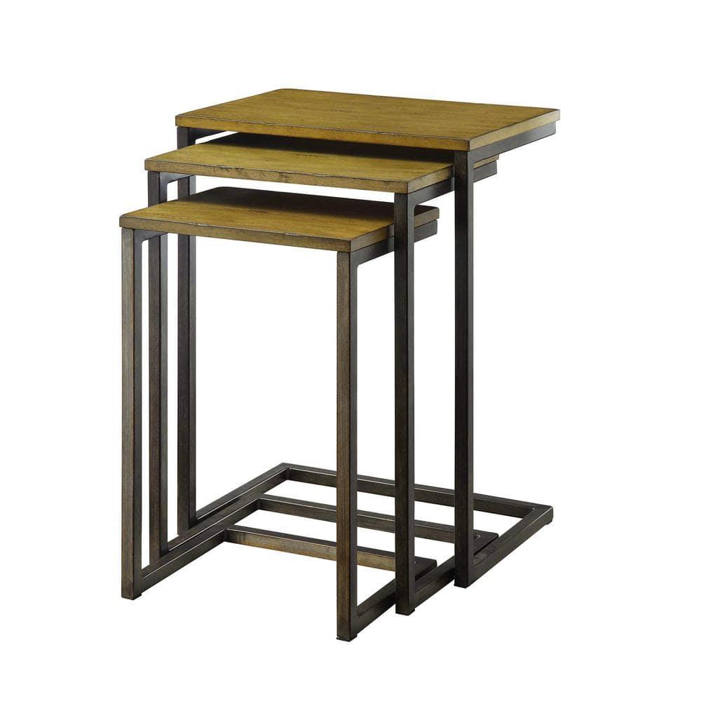 Carolina Living Caroline Nesting Table Set - Harvest Oak/Aged Iron and Table