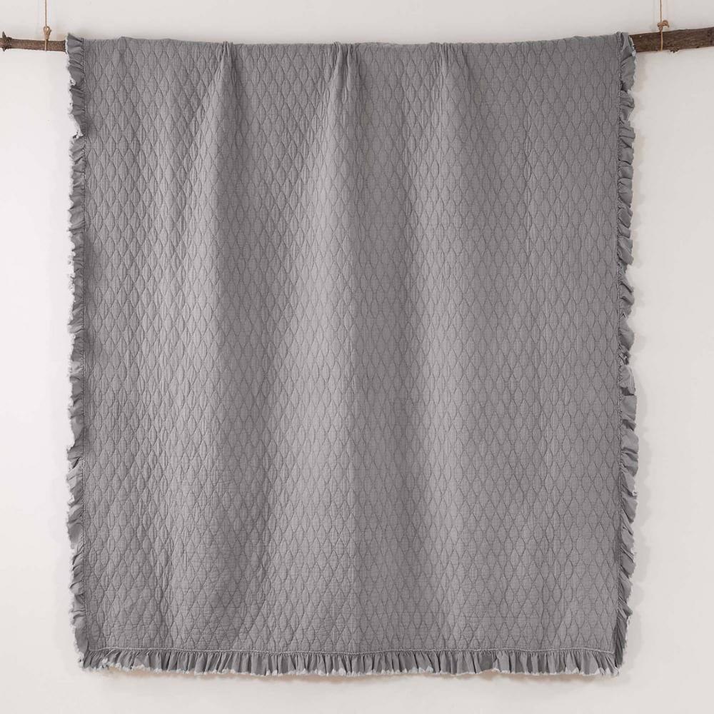 Levtex Home - Grey Stonewash Quilt Set - King/Cal King Quilt + One King Pillow Sham - Grey with Frayed Ruffle - Quilt Size (106x92in.) and Pillow Sham Size (36x20in. ) - Reversible - Microfiber