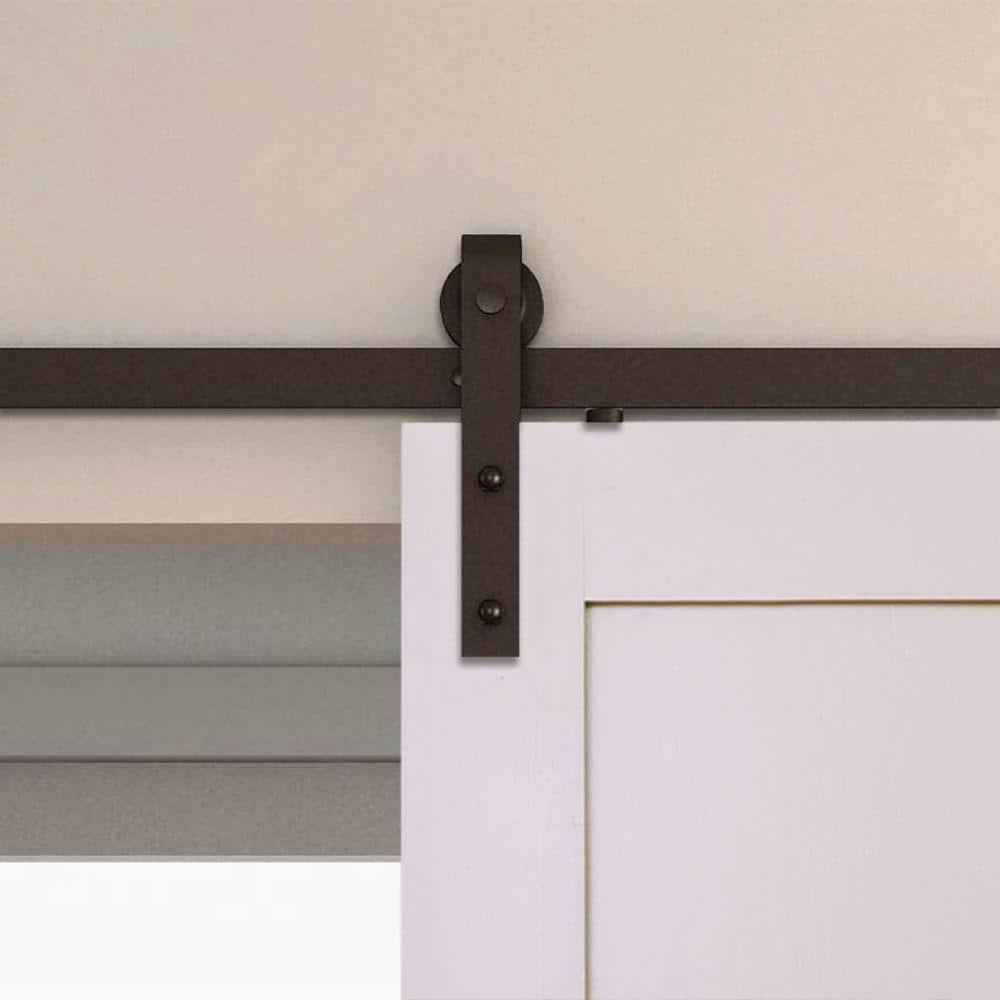 Steel Sliding Rolling Barn Door Hardware Kit for Single Wood Doors with Routed Floor Guide
