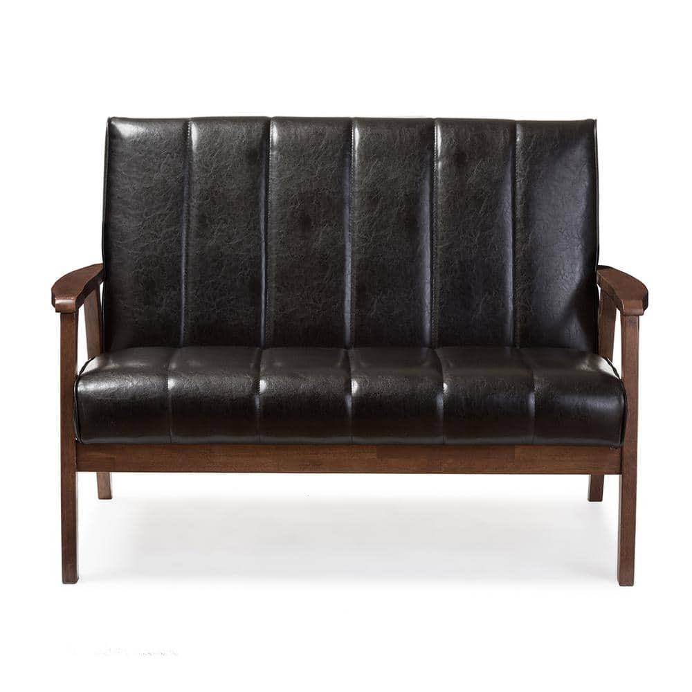 Baxton Studio BBT8011A2-Black Loveseat Love Seats, 29.45LX44.66WX31.59H, Black