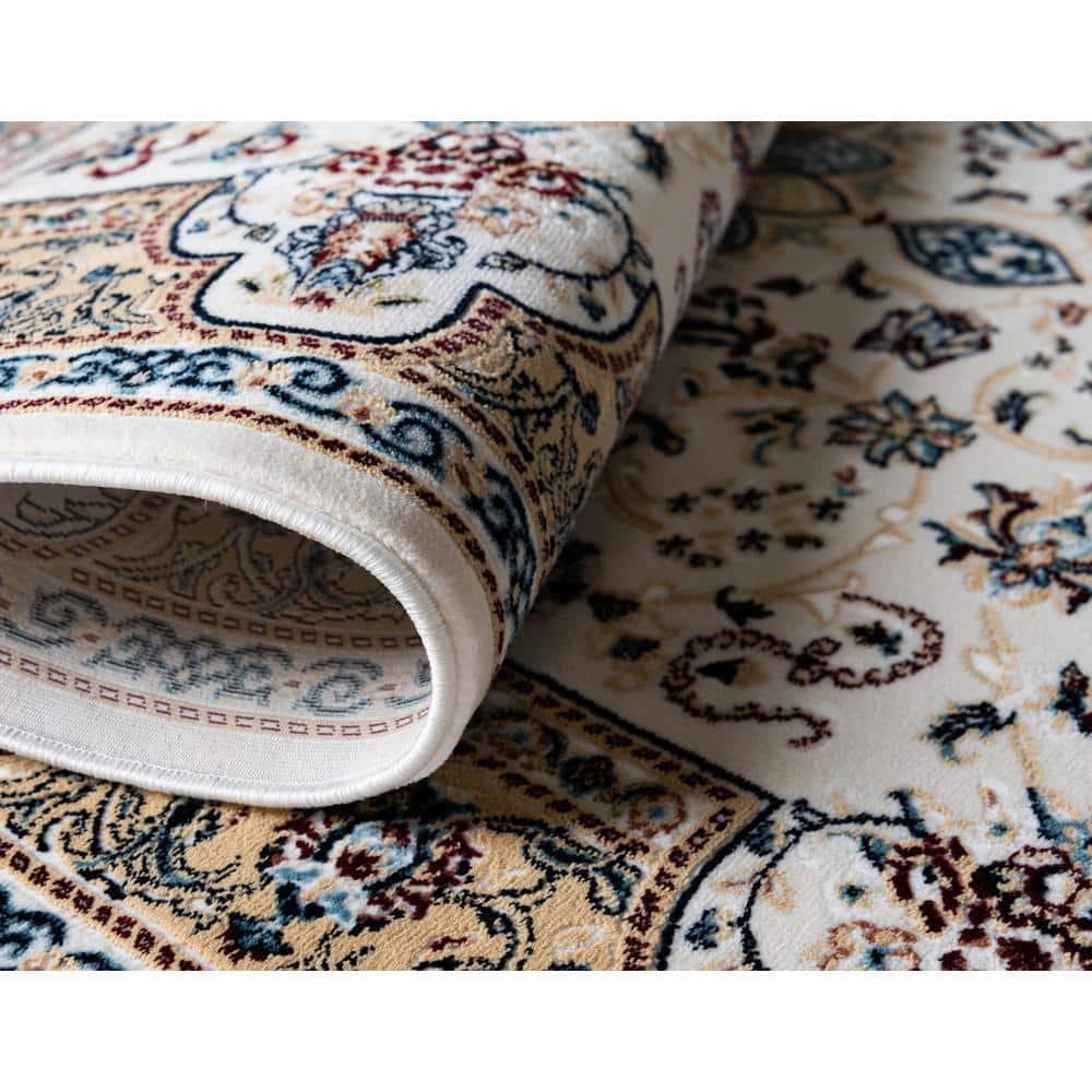 Rugs.com Rabia Collection Rug – 3' x 5' Ivory Low Rug Perfect For Entryways, Kitchens, Breakfast Nooks, Accent Pieces
