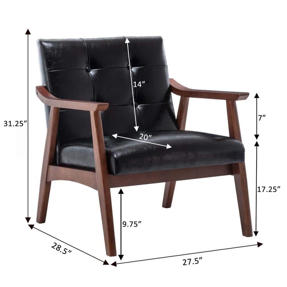 Convenience Concepts Take a Seat Natalie Accent Chair, Black Faux Leather/Espresso