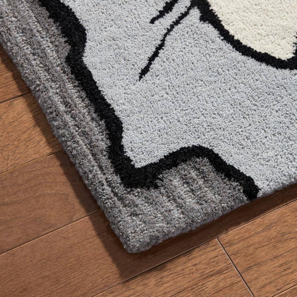 NICOLE MILLER NEW YORK Flora Grandeur Bloom Handcrafted Area Rug, Natural Wool Rug, Bold Floral Rug, Grey, 6'x9'