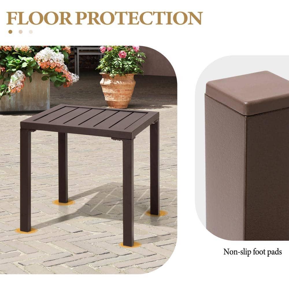 Crestlive Products Outdoor End Table Aluminum Square Patio Side Table - 15.7" L x 15.7" W x 15.9" H 1-Piece, Brown