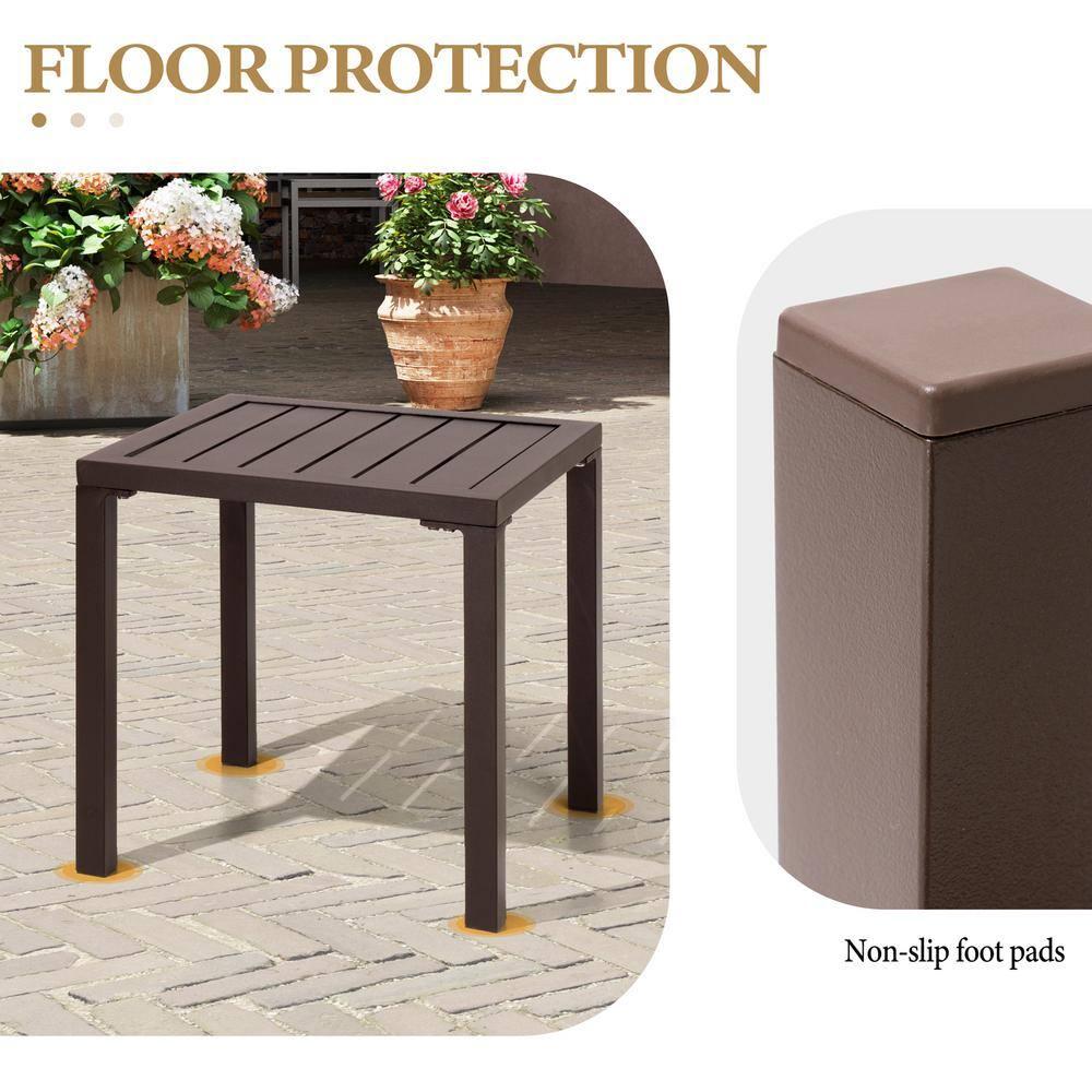Crestlive Products Outdoor End Table Aluminum Square Patio Side Table - 15.7" L x 15.7" W x 15.9" H 1-Piece, Brown