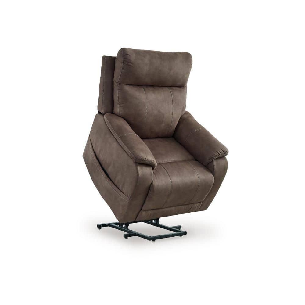 Benjara Mead Power Recliner Chair, Heat, Massage, 35 Inch Faux Leather