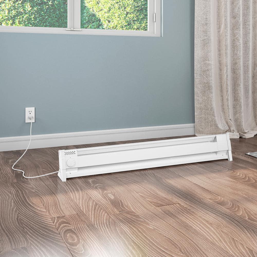 Cadet 49 in. Plug-in Portable Electric Baseboard Heater, White,120V w/6ft cord, 175 sq. ft.