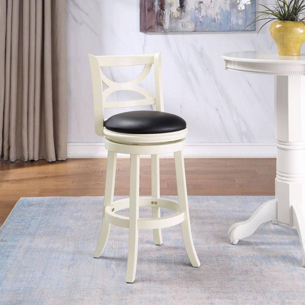 29" Florence Swivel Barstool Hardwood Buttermilk - Boraam: 360-Degree, High-Density Foam, No Assembly Required