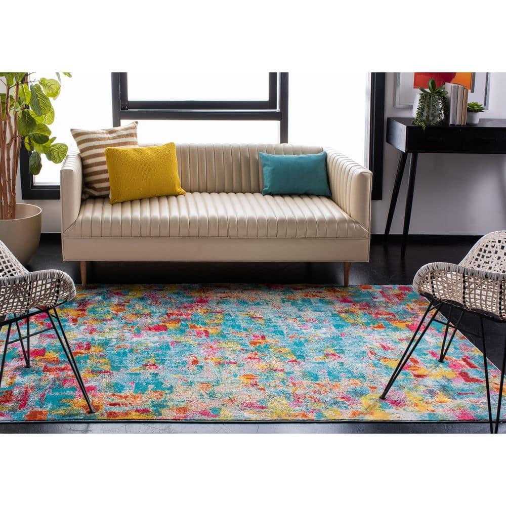Luxor LUX332 Power Loomed Area Rug - Aqua/Fuchsia - 4'x6' - Safavieh.