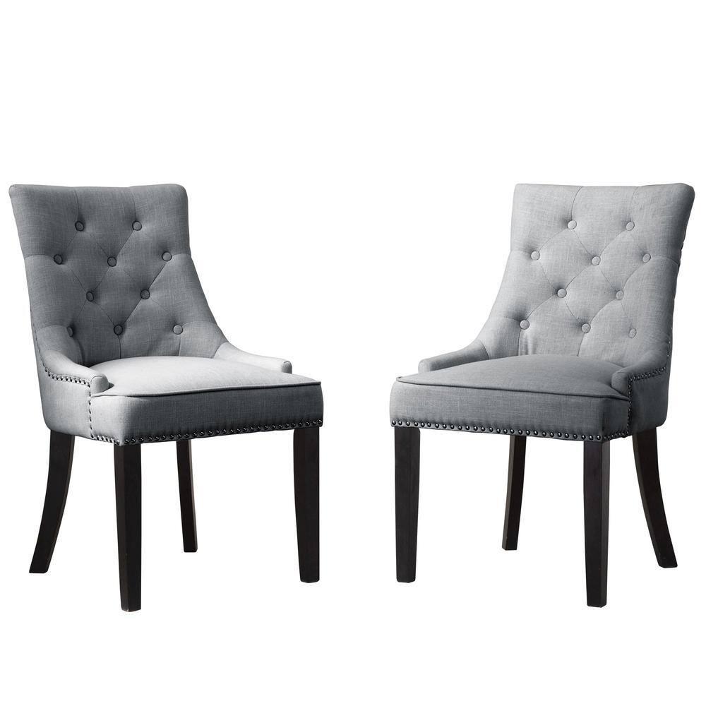 Christopher Knight Home Maggie Contemporary Tufted Armless Dining Chairs (Set of 2), Light Gray/Fabric