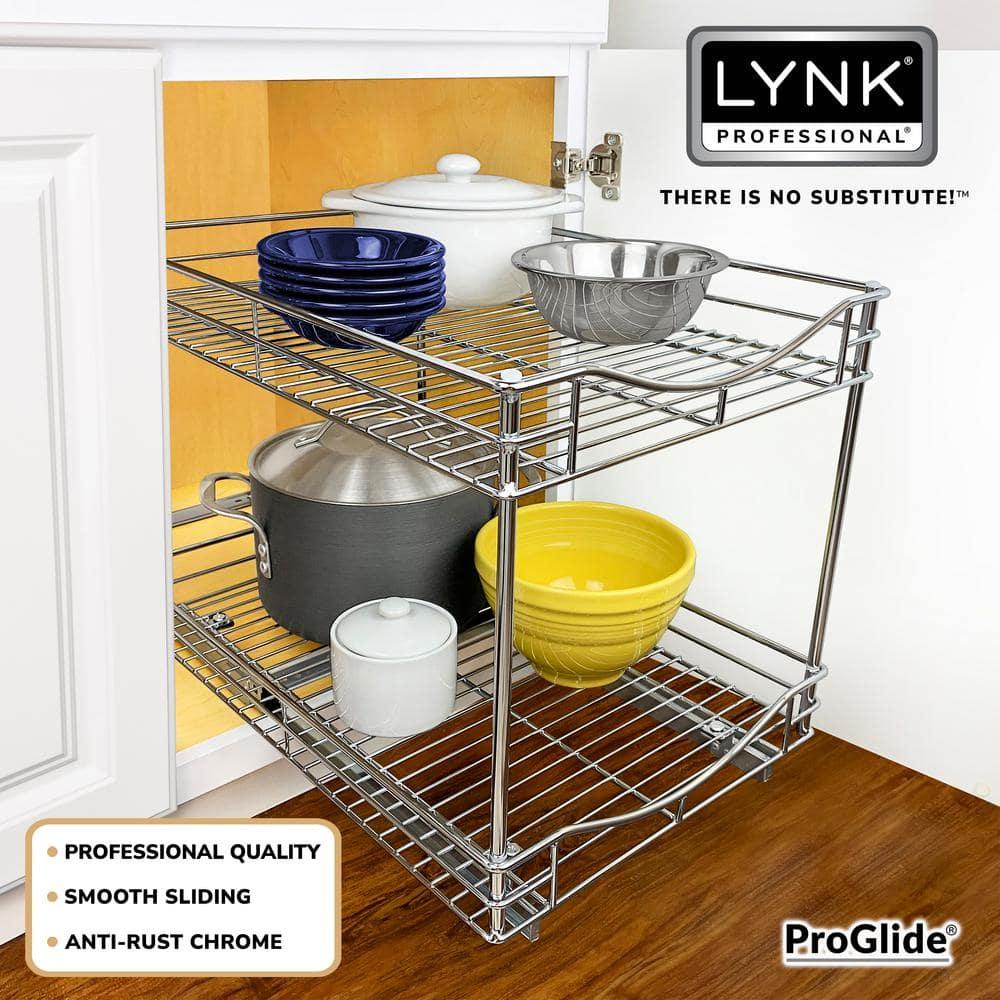 LYNK PROFESSIONAL LYNK PROFESSIONAL Pull Out Cabinet Organizer (2 Tier) Slide Out Drawers for Kitchen, Chrome