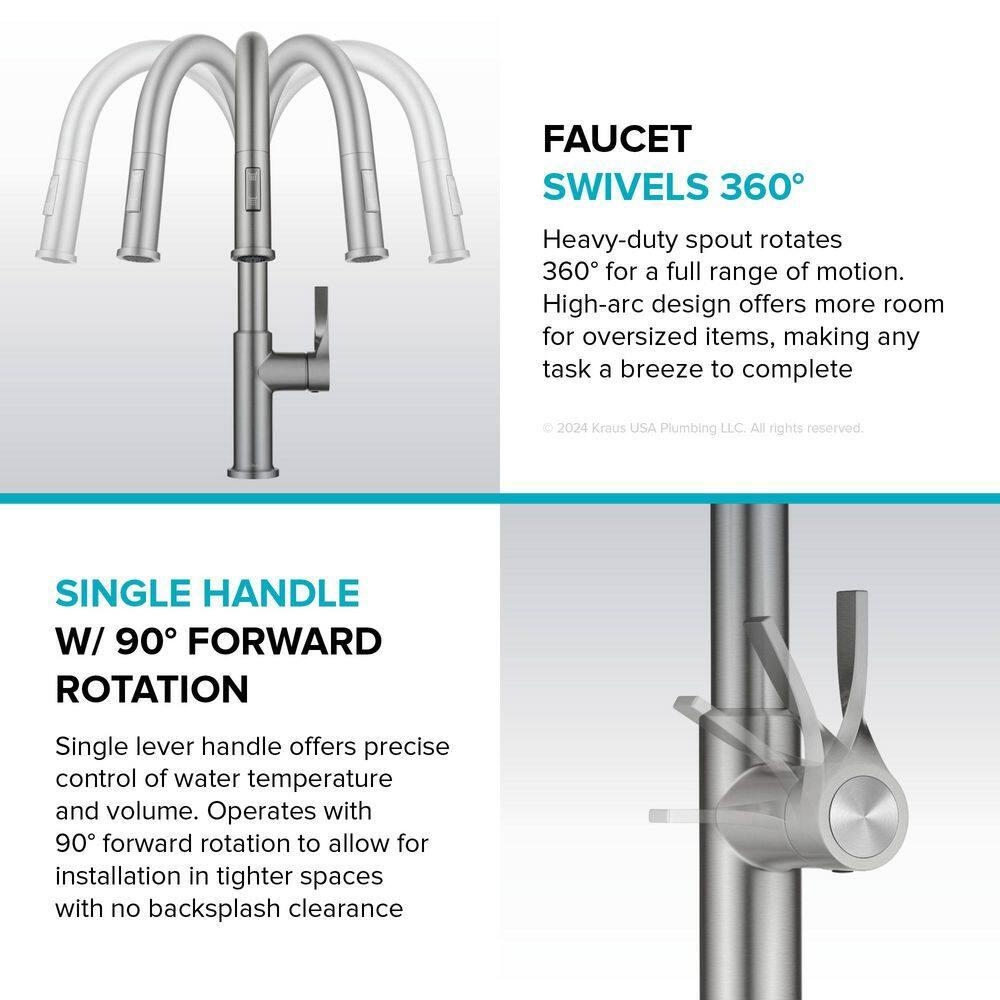 Kraus Torak 2-Function Single Handle Pull Down Kitchen Faucet