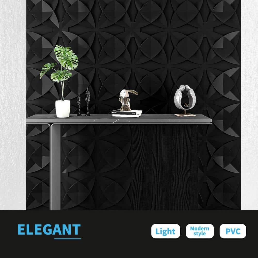 Black Floral PVC Decorative Ceiling Tile 24.61" x 24.61"