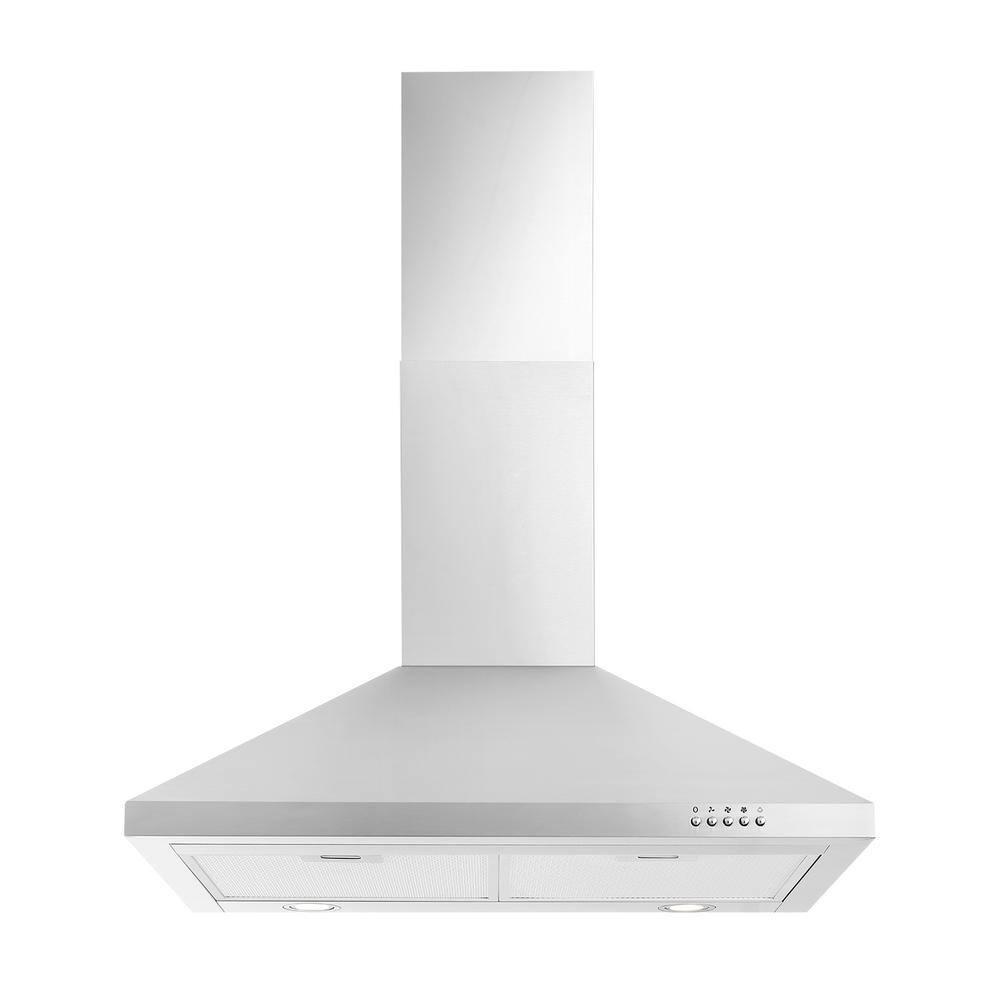 FIREGAS Range Hood 30 inch Wall Mount Type with Ducted/Ductless Convertible, 450 CFM Stainless Steel Chimney-Style Kitchen Hood, Over Stove Vent Hood with 3 Speed Fan, LED Light, Charcoal Filters