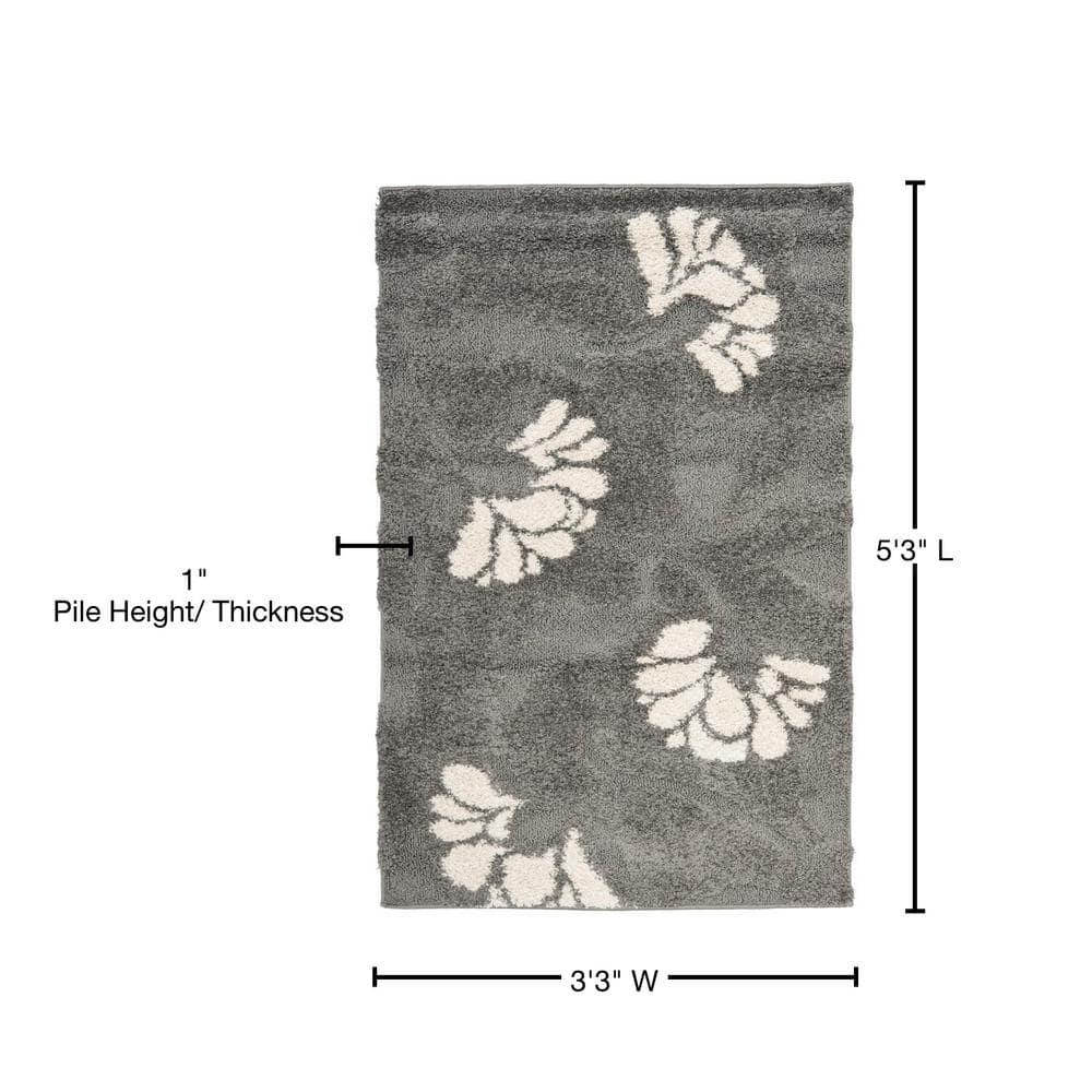 Florida Shag SG459 Power Loomed Indoor Accent Rug - Grey/Beige - 3'3"x5'3" - Safavieh