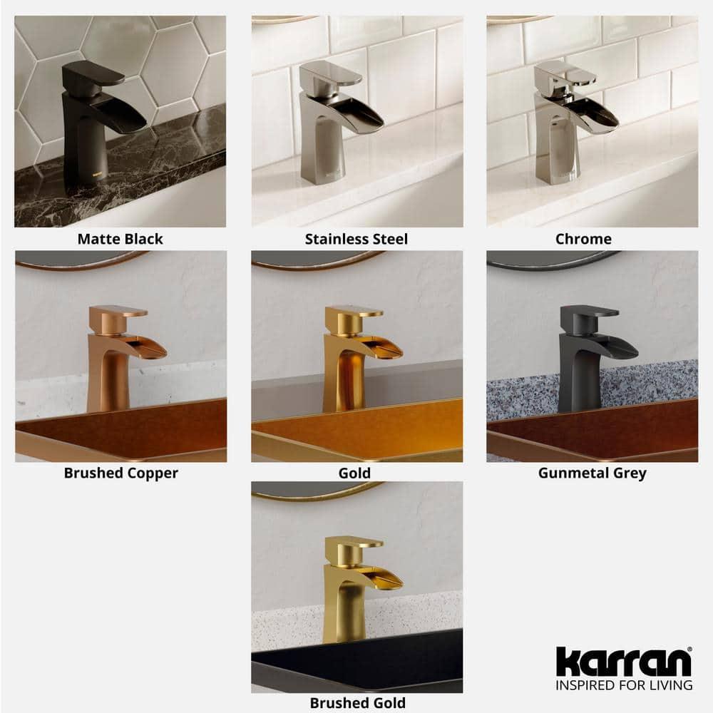 Karran Kassel Single Handle Single Hole Basin Bathroom Faucet With Matching Pop-up Drain